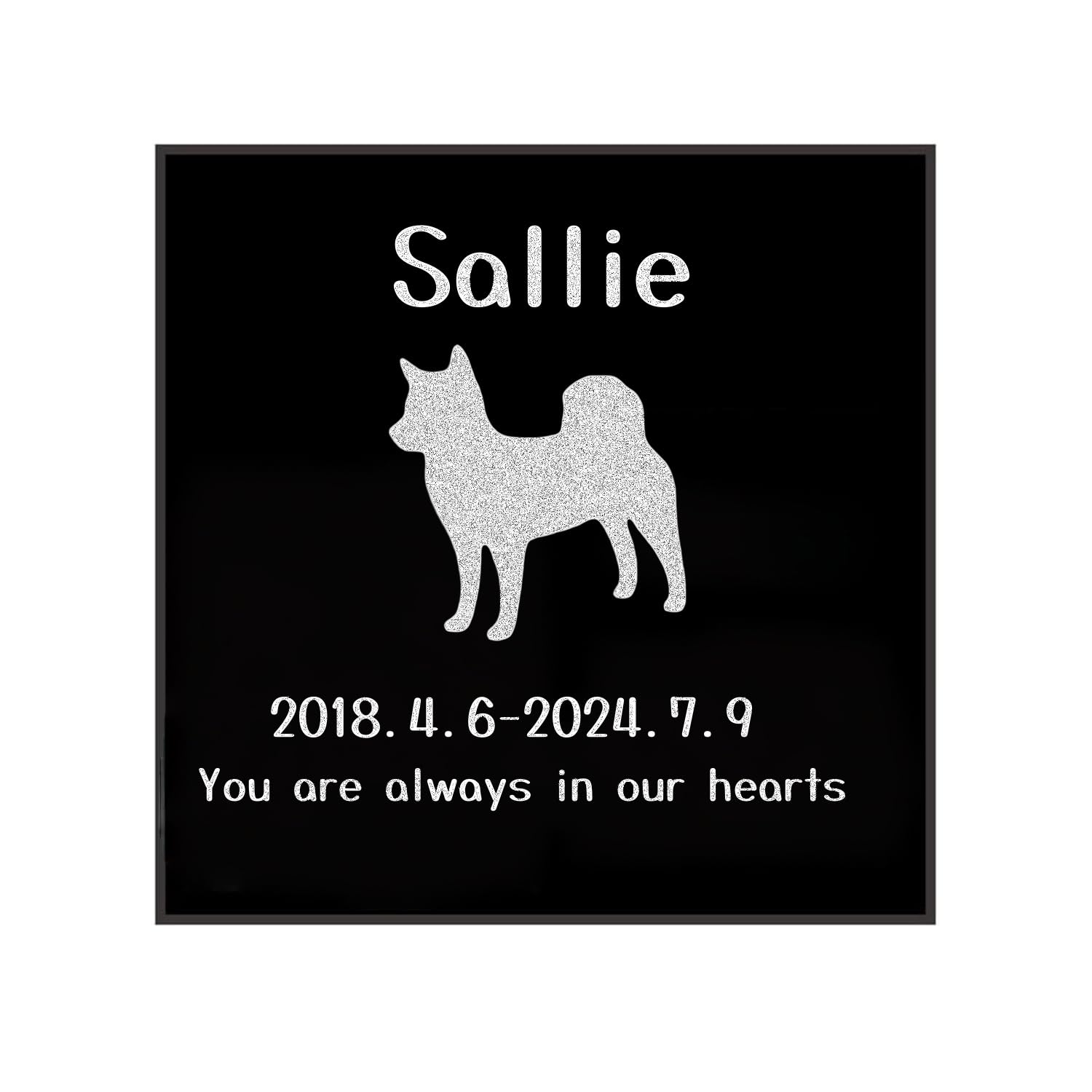 ペット墓石 御影石 犬 猫 家族 ペット形見 お墓石 無料彫刻 黒御影石 名入れ メモリアルストーン 小型 屋内 屋外 メッセージ変更可能 供養碑