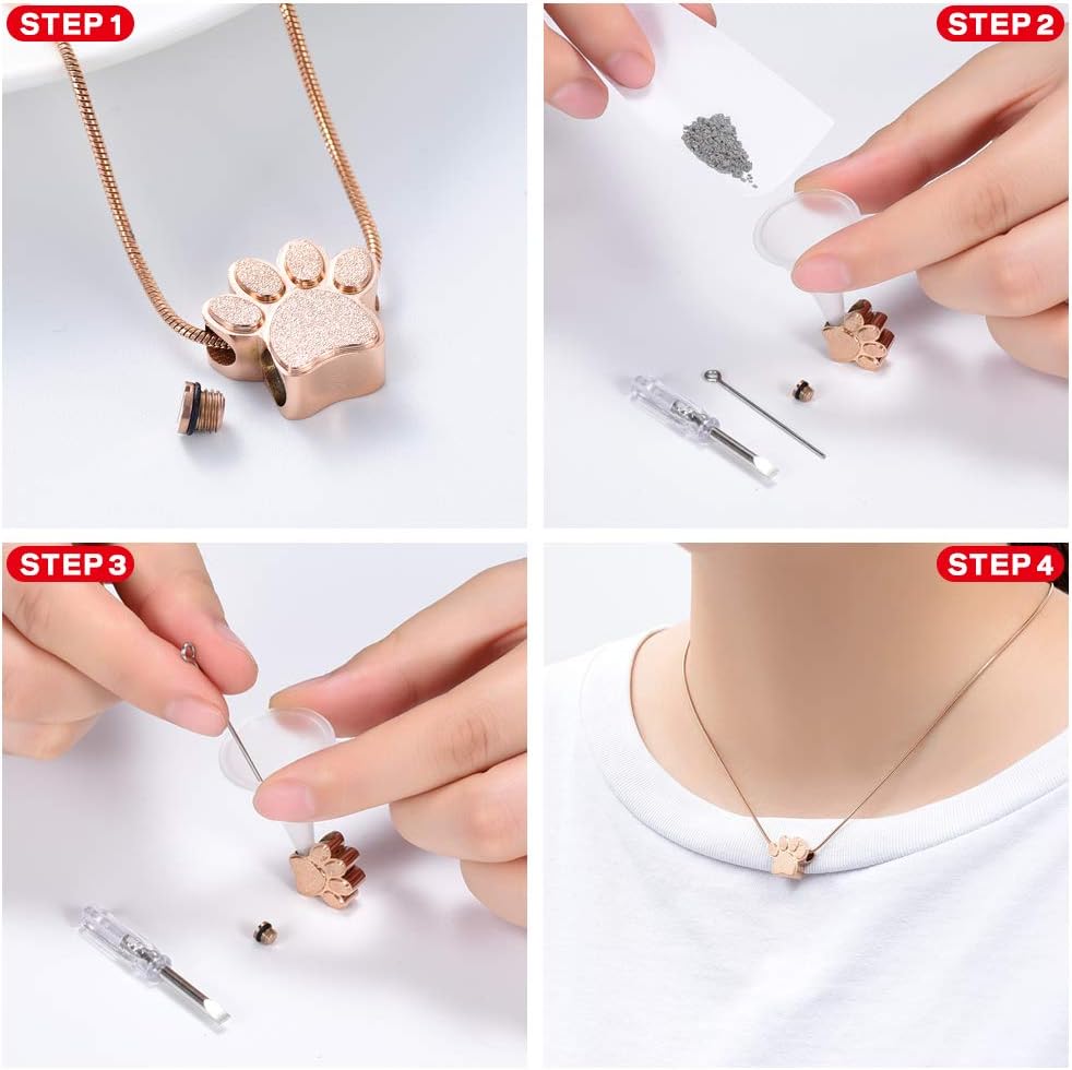 [QGJNSGC] ペット火葬ジュエリー灰ペンダント肉球プリントペットハート壷ネックレスメモリアル記念品ジュエリーペット/犬の/猫の遺灰用