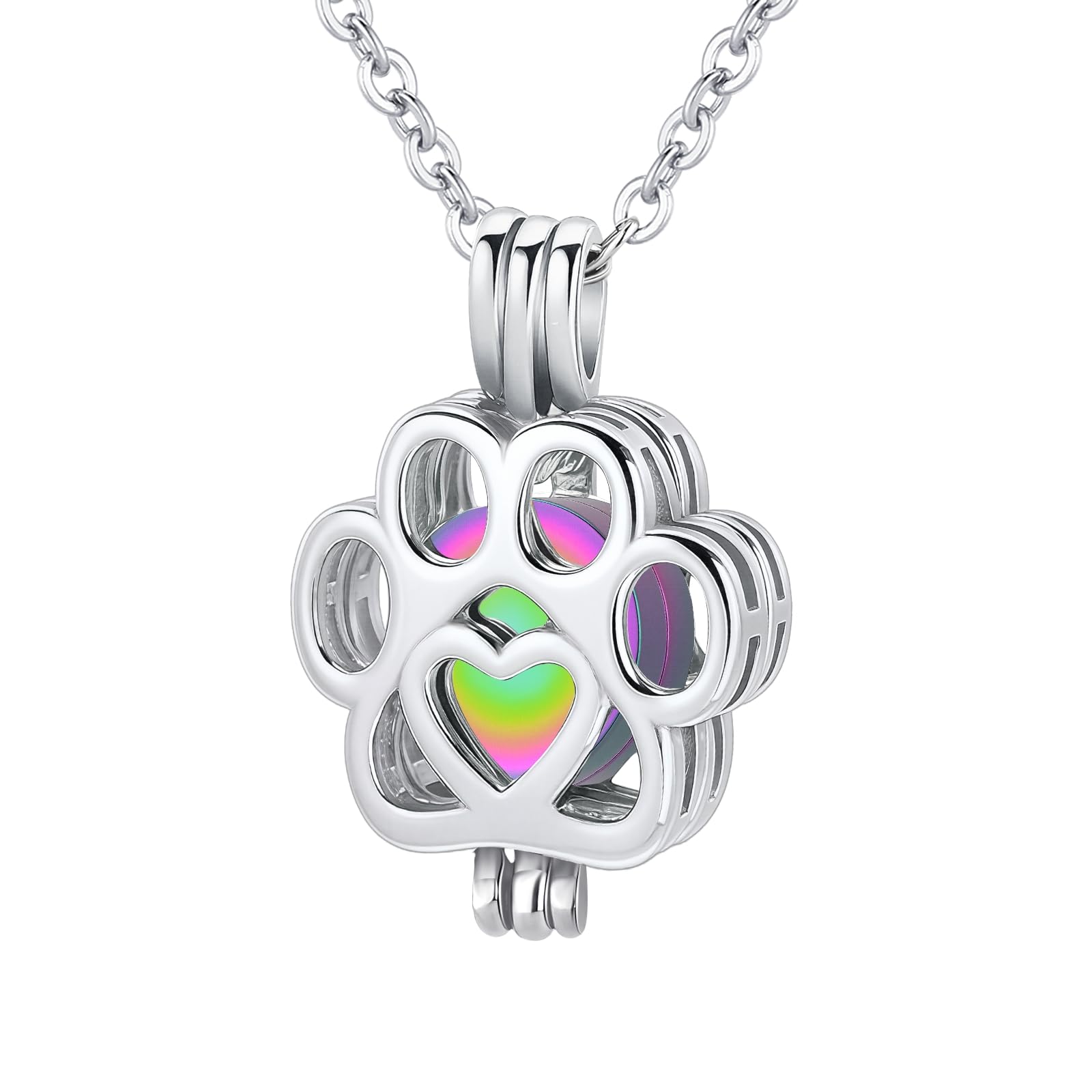 [InfuMemo] ペット火葬ジュエリー犬/猫の足の骨壷灰ネックレス女性のための 男性ミニ円形バイアル火葬灰ペンダント最愛の人メモリアルジュエリー