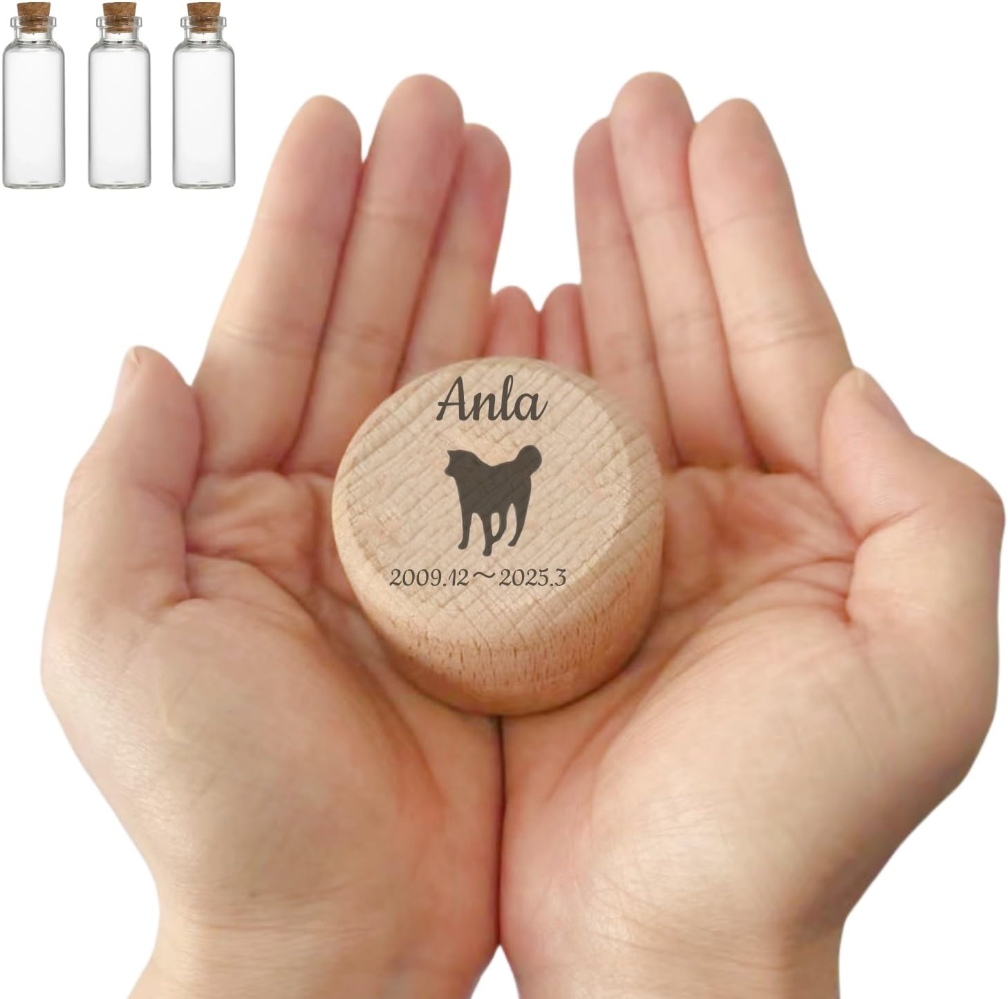 ミニ骨壷 ガラス瓶入り メモリアルボックス ペット供養 遺骨 遺毛 分骨 手元供養 名入れ対応 ギフトにも最適​