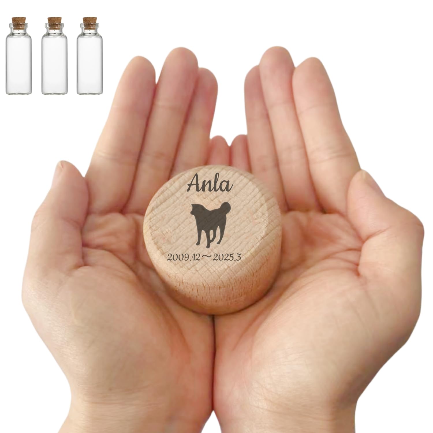 ミニ骨壷 ガラス瓶入り メモリアルボックス ペット供養 遺骨 遺毛 分骨 手元供養 名入れ対応 ギフトにも最適​