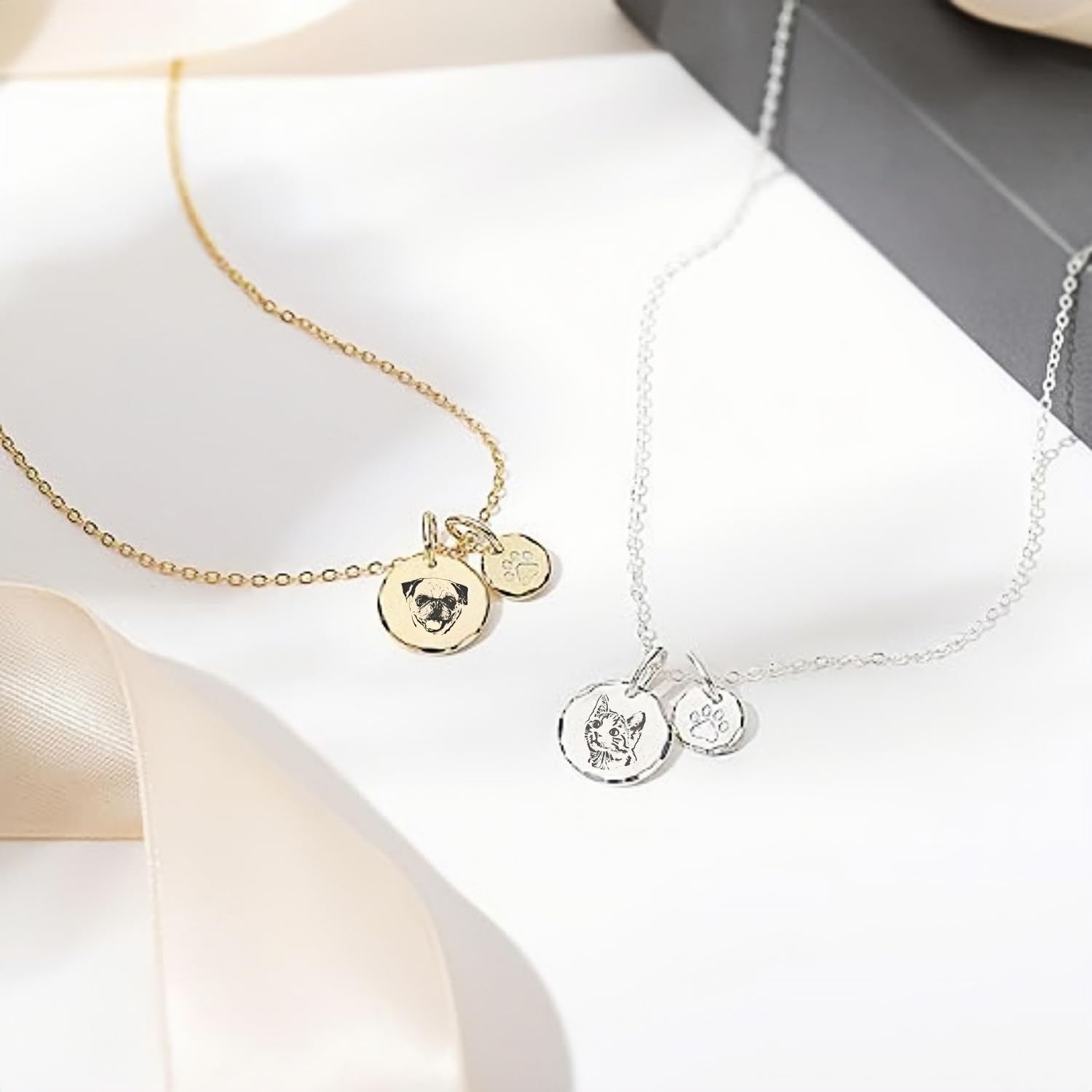 [snuggle snout] メモリアルネックレス ペット 写真 ネックレス オーダーメイド 名入れ 愛犬・愛猫の写真を刻印 ステンレス製 犬 猫 記念 ギフト メモリアル ジュエリー ペットロス 追悼ギフト レディース メンズ