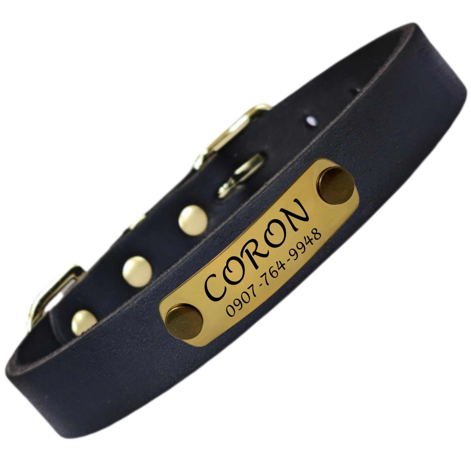 本革 犬首輪 迷子札 猫用 首輪 名入れ プレミアム オーダーメイド 手仕上げ ペットのお名前、連絡電話 刻印 IDタグ 小型 中型 大型犬7色 XS-L サイズ調整可能 軽量 ファッション