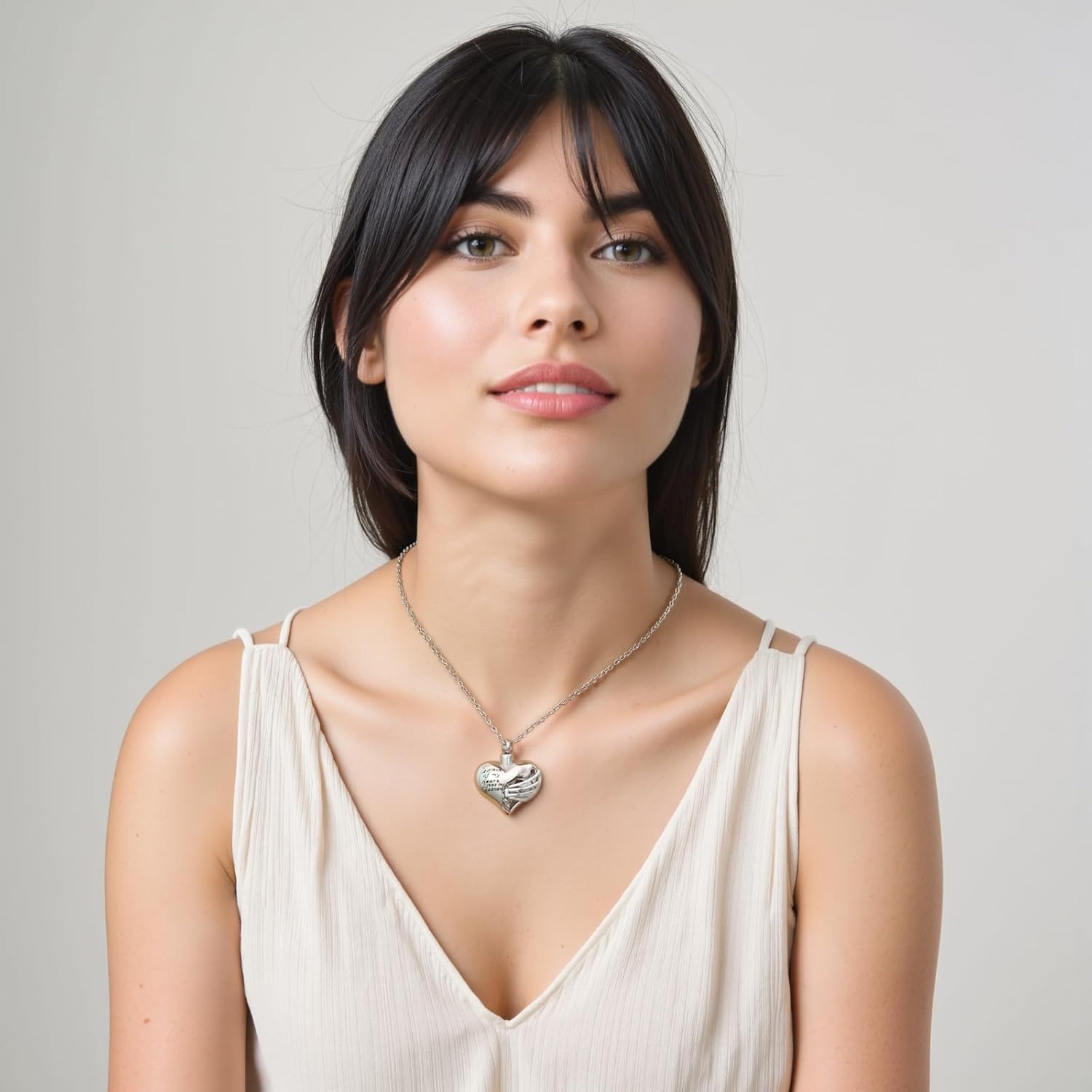 ハート火葬骨壷ネックレスペンダント遺灰のメモリアル記念品火葬ジュエリー愛する人のメモリアルジュエリー - A piece of my heart Lives in heaven