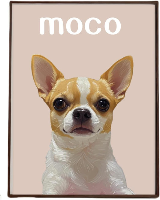 ペット肖像画 油絵風 ペットキャンバス カスタムアート フレーム付き 犬 猫 写真から作成 記念ギフト・誕生日・家族インテリアに最適
