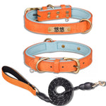 犬首輪 犬 首輪 迷子札 首輪 名入れ 刻印 犬用訓練首輪 小型、中型、大型犬用首輪 サイズ調節可能 ペット用品 ハーネス 犬の首輪 革 レザー 超軽量 通気パッド おしゃれ かわいい レザー彫刻