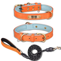 犬首輪 犬 首輪 迷子札 首輪 名入れ 刻印 犬用訓練首輪 小型、中型、大型犬用首輪 サイズ調節可能 ペット用品 ハーネス 犬の首輪 革 レザー 超軽量 通気パッド おしゃれ かわいい レザー彫刻