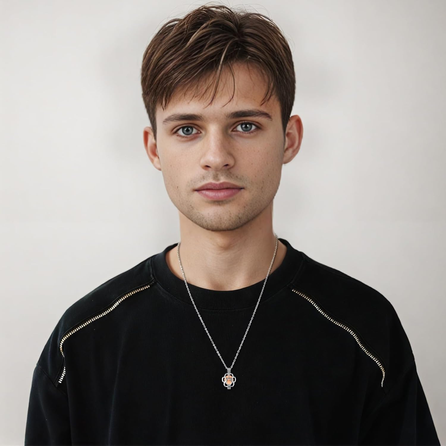 [InfuMemo] ペット火葬ジュエリー犬/猫の足の骨壷灰ネックレス女性のための 男性ミニ円形バイアル火葬灰ペンダント最愛の人メモリアルジュエリー