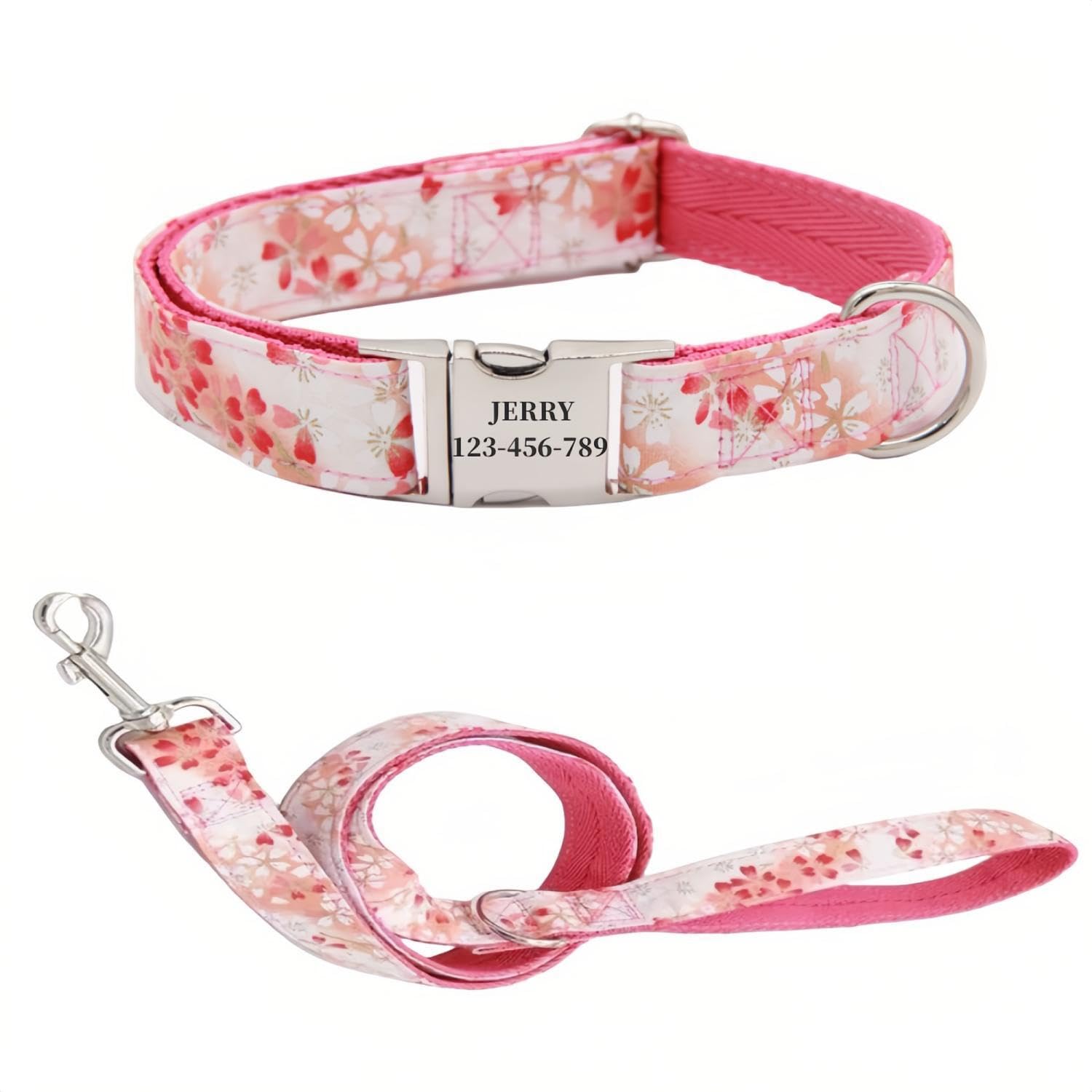 犬の首輪 迷子札付き 犬首輪 お洒落 名前入れ 彫刻 可能 犬用トレーニング首輪 小型犬・中型犬・大型犬用 首輪 サイズ調節可能 ペット用品 リード付き 犬の首輪 フワフワ素材 超軽量 通気クッション かわいい