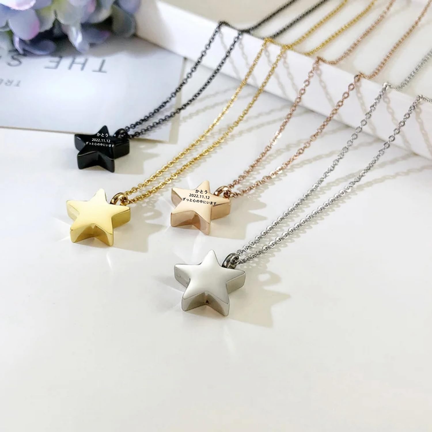 [snuggle snout] 遺骨ペンダント 刻印 ステンレス製 防水 ペットロス 遺骨カプセル 手元供養 メモリアル 遺骨アクセサリー ペット骨入れ 分骨 遺骨入れネックレス 記念ジュエリー (ブラック, チェーンサイズ50+5cm)