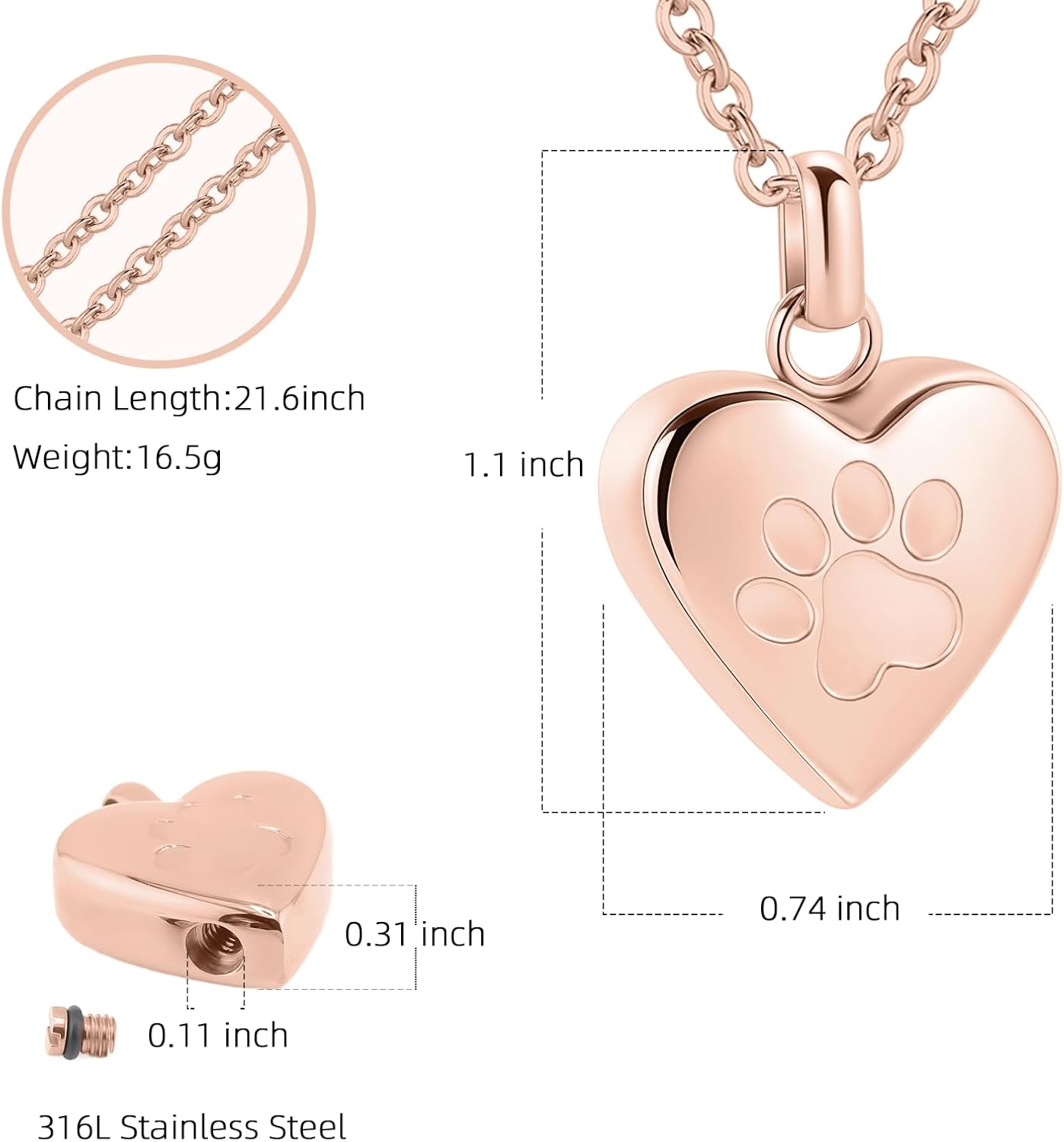 [InfuMemo] 犬/猫の足のステンレス鋼の記念のロケットの骨壷のネックレスのための灰のためのペット中心の火葬の宝石類 肉球の印刷物ペットの中心の骨壷のネックレスの記念の記念品の宝石類の灰