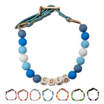 オーダーメイド 犬 首輪 ペットネックレス 名前入りチャーム ビーズ 迷子札 小型、中型、大型犬用首輪 猫 うさぎにも対応 調節可能 レザーバックル おしゃれ ギフト