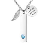 [Dletay] メモリアルペンダント 直方体 誕生石 天使の翼 ラインストーン 手元供養ペンダント 遺骨入れネックレス 取り外し可能 メンズ レディース 記念ジュエリー