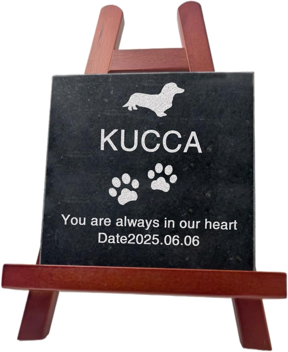 ペット メモリアル 御影石 ストーンプレート この子だけの肉球 足形 名前 日付 メッセージ刻印可 遺影 位牌 ペット供養 仏具 仏壇 名入れ無料 犬 猫 メモリアルグッズ 記念 誕生日 プレゼント かわいい