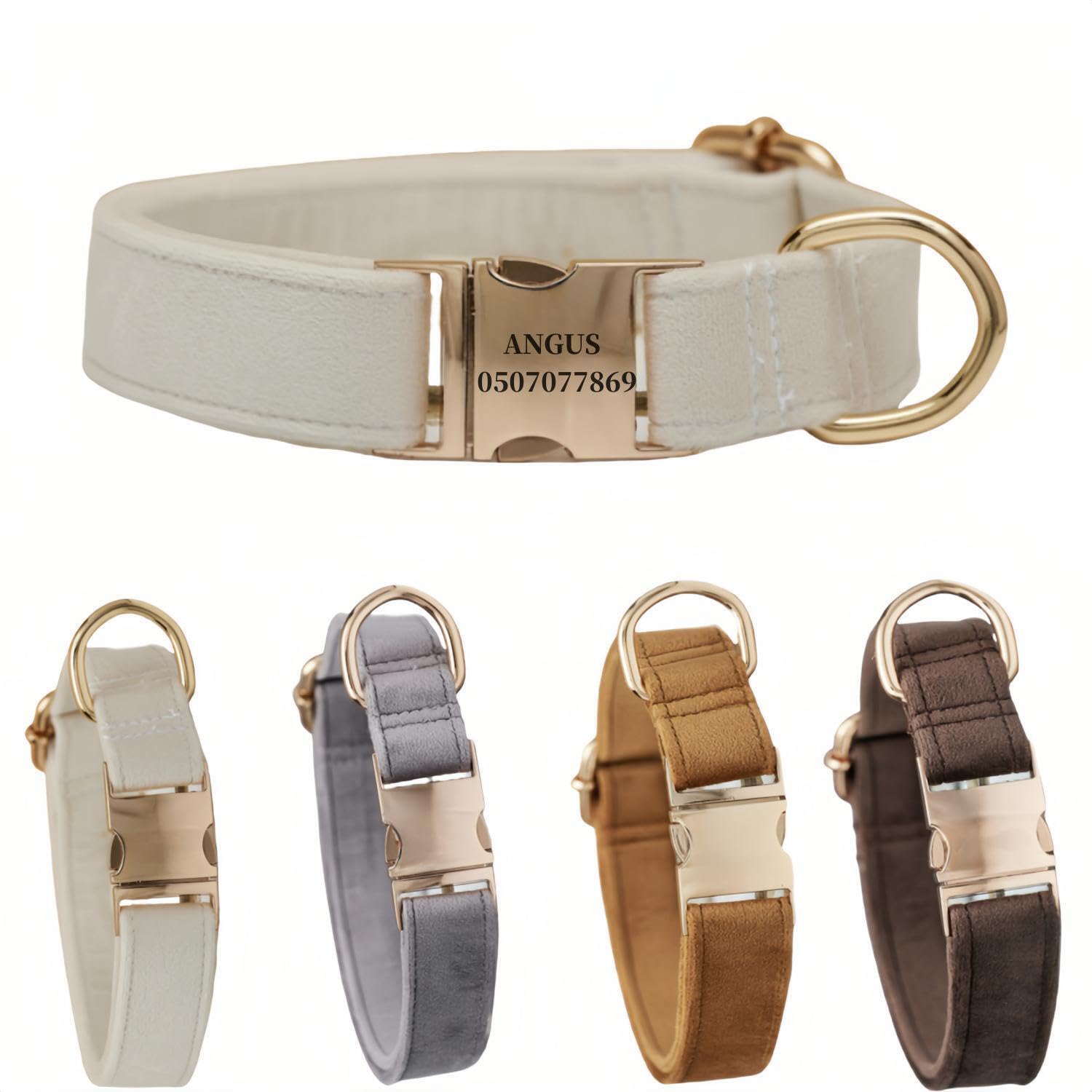 犬の首輪 迷子札付き 犬首輪 お洒落 名前入れ 彫刻 可能 犬用トレーニング首輪 小型犬・中型犬・大型犬用 首輪 サイズ調節可能 ペット用品 リード付き 犬の首輪 フワフワ素材 超軽量 通気クッション かわいい