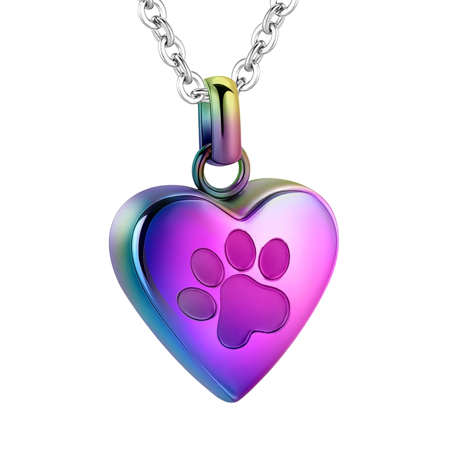 [InfuMemo] 犬/猫の足のステンレス鋼の記念のロケットの骨壷のネックレスのための灰のためのペット中心の火葬の宝石類 肉球の印刷物ペットの中心の骨壷のネックレスの記念の記念品の宝石類の灰