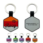 シリコン製 迷子札 ネームプレート 消音 防水 軽量 六角形 6色 名前 無料ダブル刻印 犬 猫用 名札 小型犬 中型犬 大型犬 ウサギ対応 カスタム名入れ 絵文字 首輪 アクセサリ