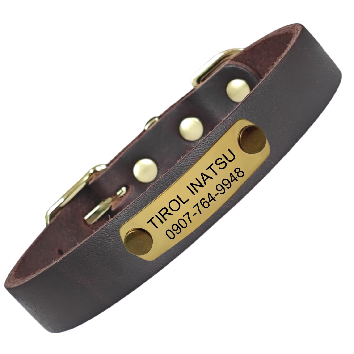 本革 犬首輪 迷子札 猫用 首輪 名入れ プレミアム オーダーメイド 手仕上げ ペットのお名前、連絡電話 刻印 IDタグ 小型 中型 大型犬7色 XS-L サイズ調整可能 軽量 ファッション