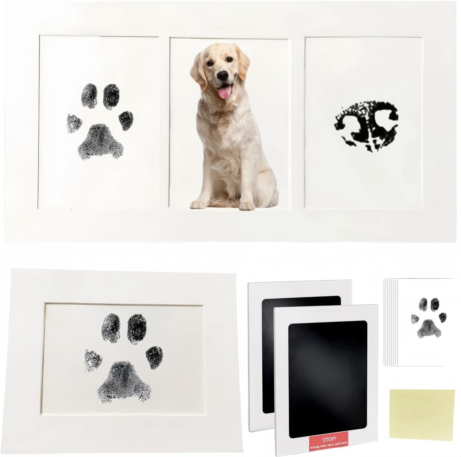 Pet Footprint Stamp Kit, Paw Print, Handprint, Memorial Goods, Paw Print Kit, Dog Nose Print Kit, Stain-free Paw Print Stamp Pad for Dogs and Cats, with Photo Frame, Clean Touch Ink Pad, Nose Print Stamp Pad for Dogs