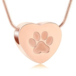 [QGJNSGC] ペット火葬ジュエリー灰ペンダント肉球プリントペットハート壷ネックレスメモリアル記念品ジュエリーペット/犬の/猫の遺灰用