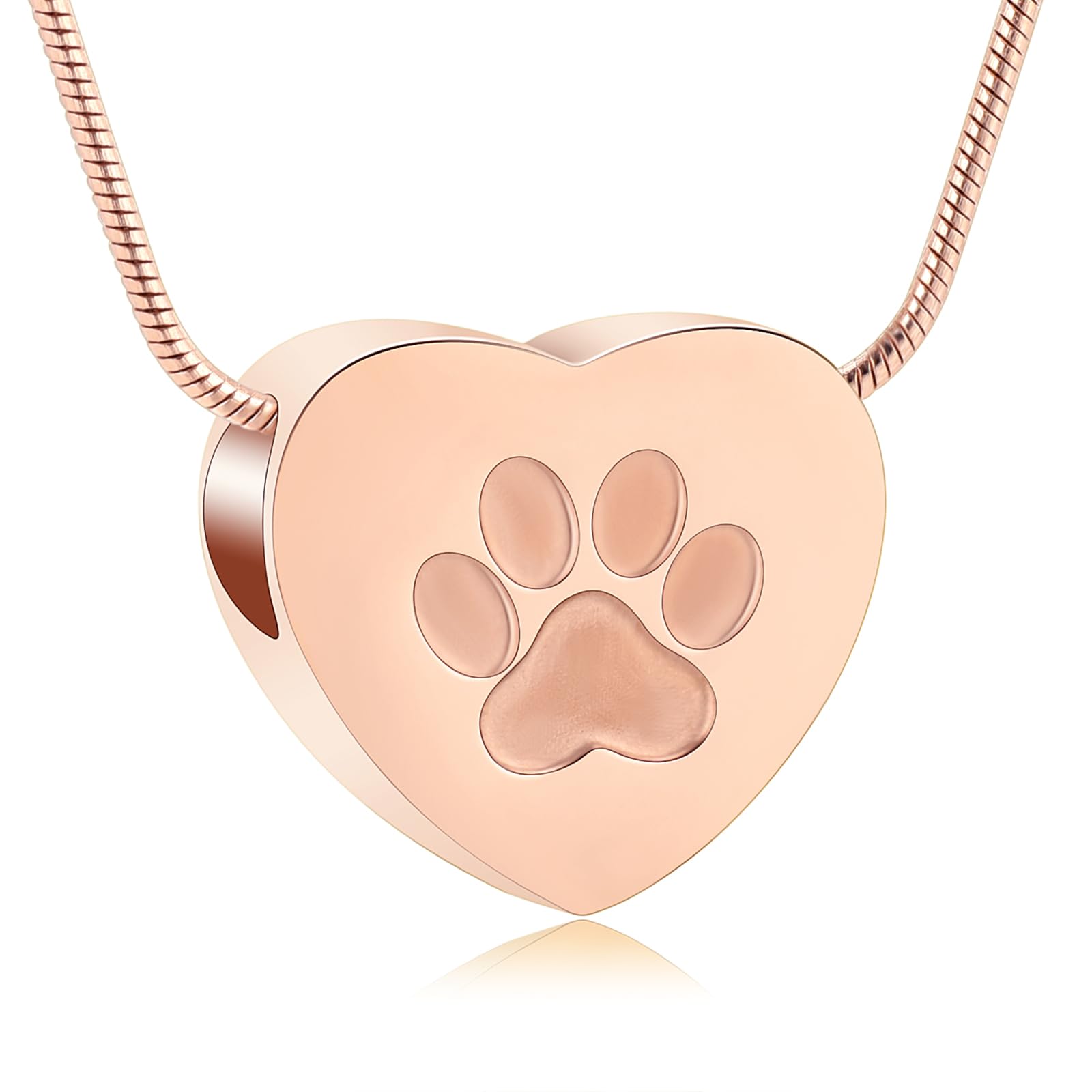 [QGJNSGC] ペット火葬ジュエリー灰ペンダント肉球プリントペットハート壷ネックレスメモリアル記念品ジュエリーペット/犬の/猫の遺灰用