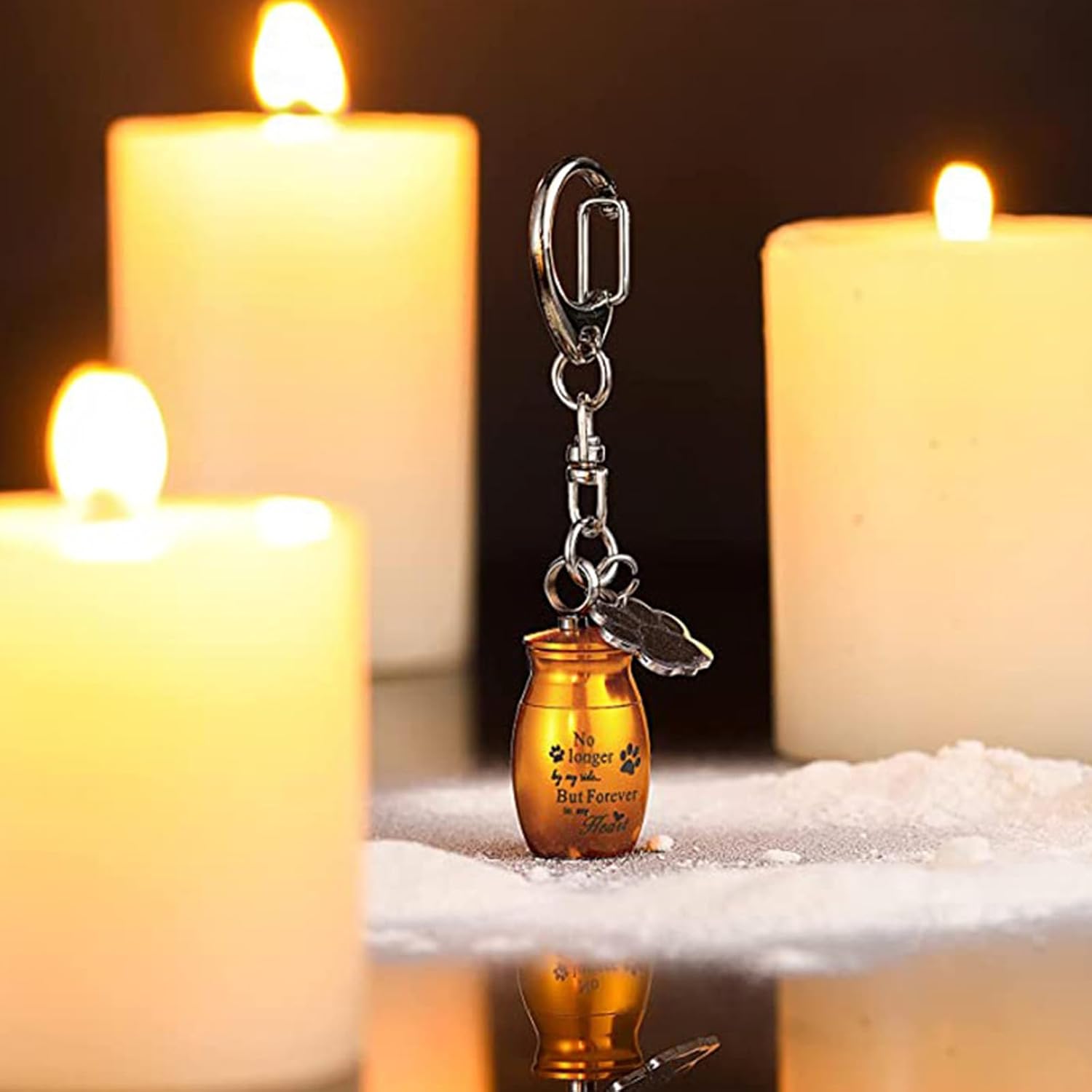 Refoiner 遺骨 キーホルダー遺骨入れ ミニ骨壷2点セットペット 骨壺分骨用 骨壺 ミニ手元供養遺骨 アクセサリー ペット メモリアルペンダント 仏具用品 漏斗 ミニ付ステンレス製キーホルダー 小物入れ遺骨カプセル 犬猫用メモリアル用品 ペット用品(ゴールド＋ローズゴールド)