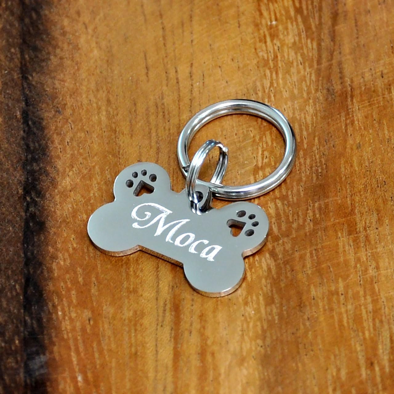 迷子札 小型 犬 ステンレス ボーンタイプ （肉球 切抜タイプ）（25-16mm）ペット ドッグ ネーム タグ まいごふだ