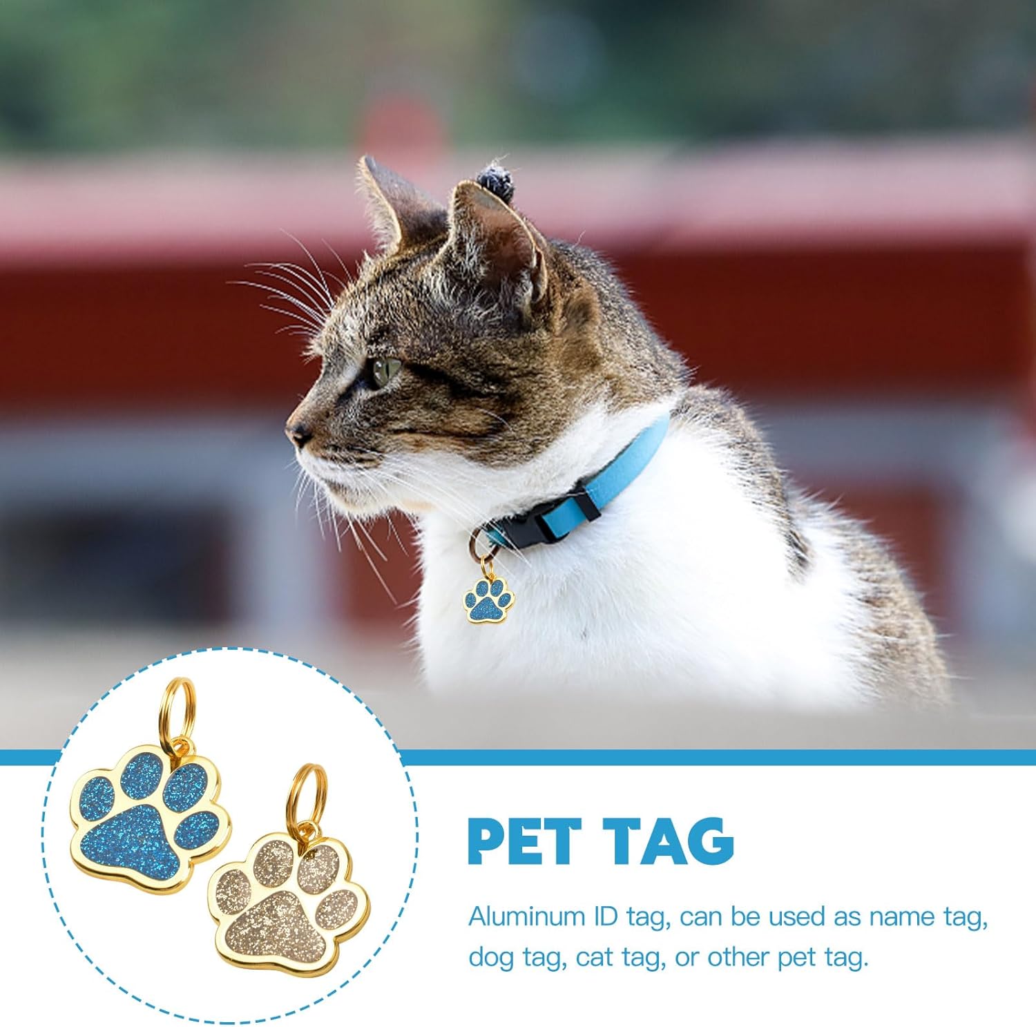 HACRAHO ペットIDタグ、犬用の8つのPCS亜鉛合金刻印名札 8つのPCSキーリングが付いたゴールデンポープリント犬のネームタグ猫犬の子犬のために、足の形