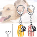 Refoiner 遺骨 キーホルダー遺骨入れ ミニ骨壷2点セットペット 骨壺分骨用 骨壺 ミニ手元供養遺骨 アクセサリー ペット メモリアルペンダント 仏具用品 漏斗 ミニ付ステンレス製キーホルダー 小物入れ遺骨カプセル 犬猫用メモリアル用品 ペット用品(ゴールド＋ローズゴールド)