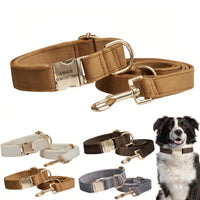 犬の首輪 迷子札付き 犬首輪 お洒落 名前入れ 彫刻 可能 犬用トレーニング首輪 小型犬・中型犬・大型犬用 首輪 サイズ調節可能 ペット用品 リード付き 犬の首輪 フワフワ素材 超軽量 通気クッション かわいい