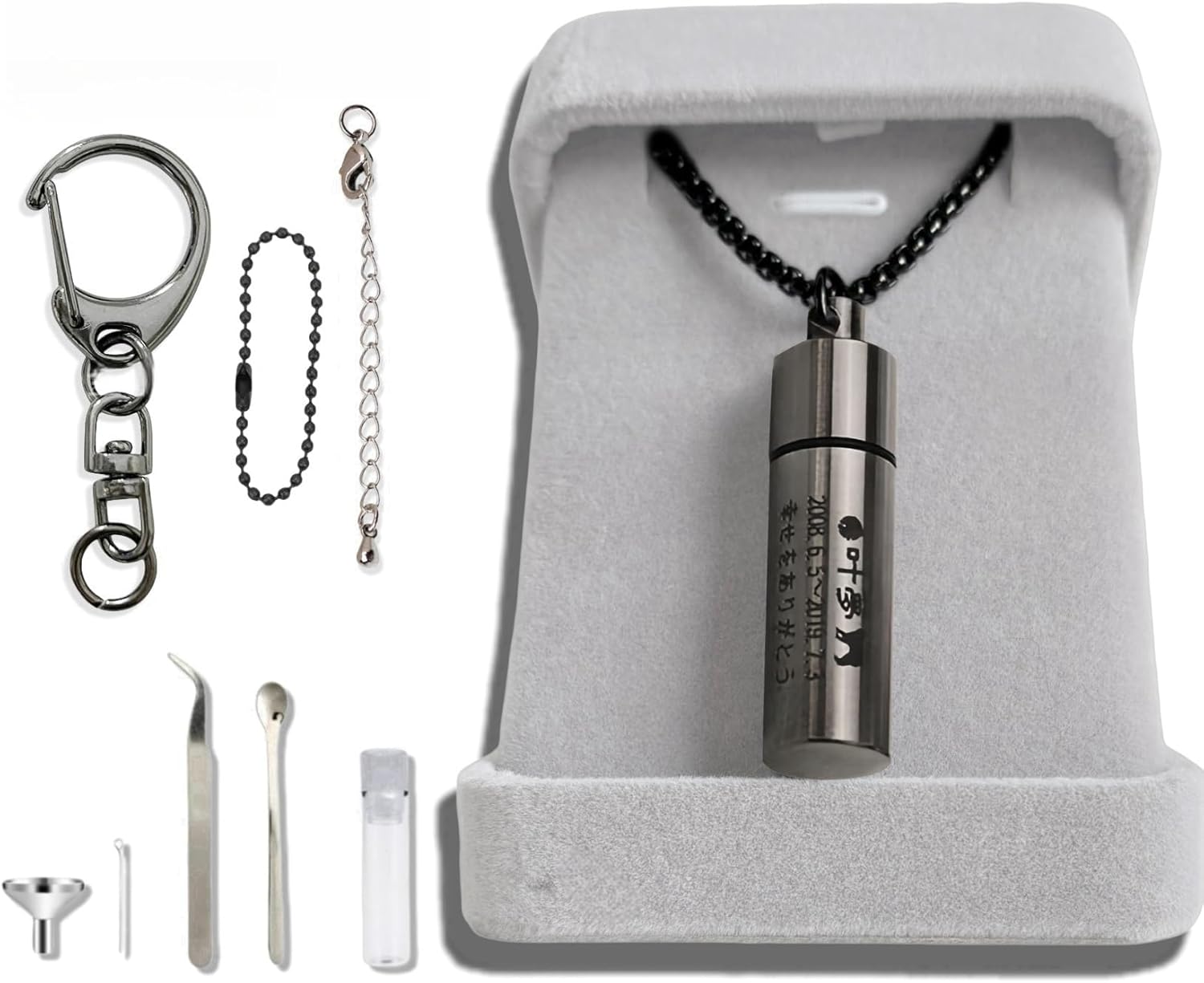 Ashes Pendant Capsule Engraving [Glass Tube Double Waterproof] Ashes Collection Kit Included Necklace Keychain Accessory Memorial Pendant Photo Holder Ashes Container Hair Container