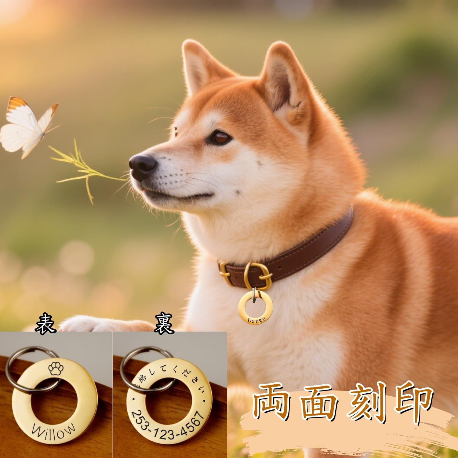 犬迷子札 刻印無料 ペット名札 猫も対応 ステンレス製 軽量 すっきり リングタイプ 迷子防止 IDタグ キーホルター首輪タグ おしゃれ プレゼント ギフト 誕生日 記念品