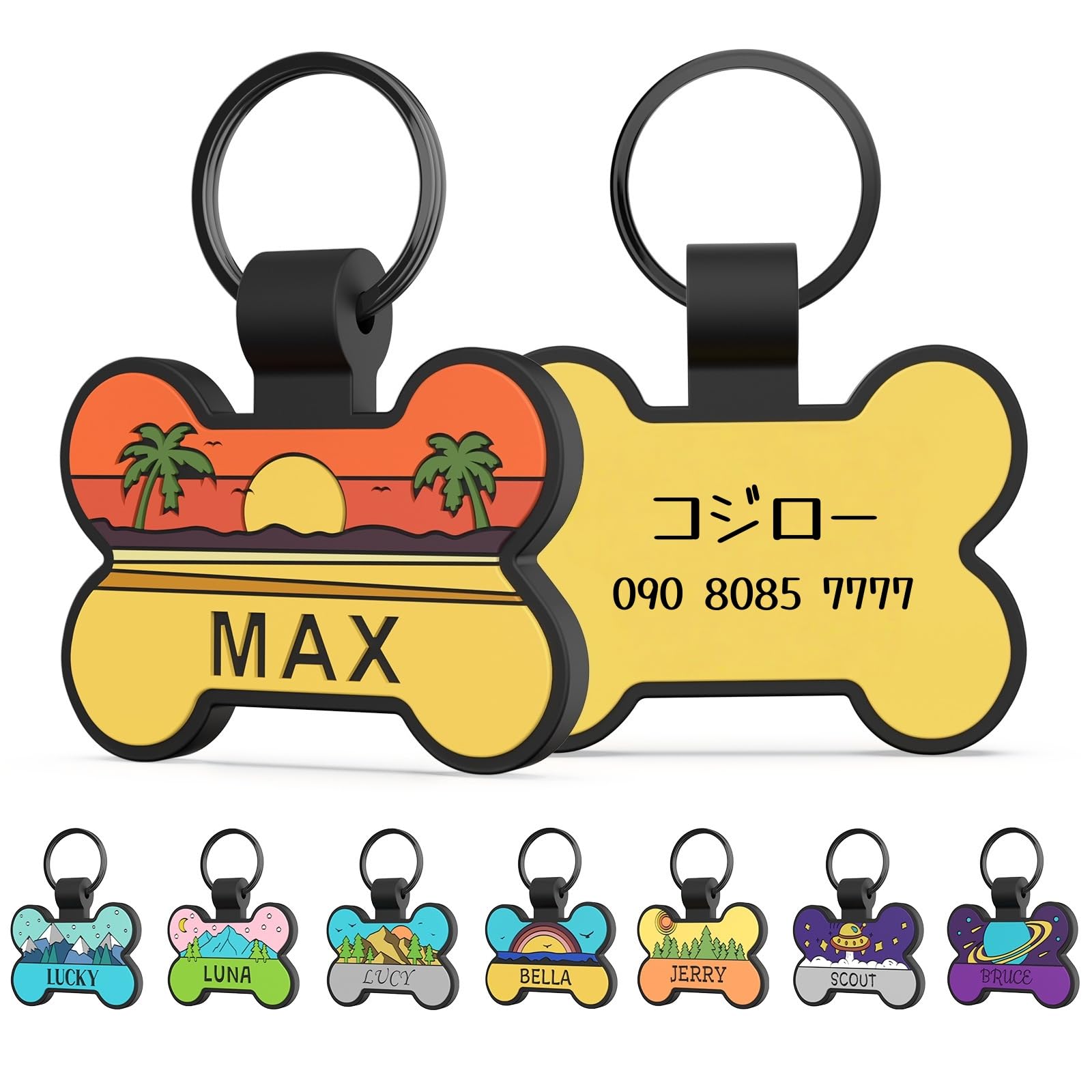 迷子札 軽量 犬 名札 猫 ネームプレート シリコン 名前入り両面彫刻 消音 防水 防錆 名前 犬タグ 骨型ペットIDタグ 小型犬 中型犬 大型犬 安心 おしゃれ 首輪 アクセサリー 8つデザイン