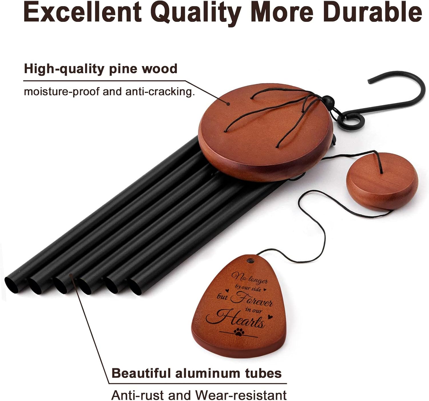 SteadStyle ペットメモリアルウィンドチャイム - 犬を亡くした方へのお悔やみウィンドチャイム 犬を亡くした方のためのメモリアルウィンドチャイム 足跡の贈り物 (25.5インチ)