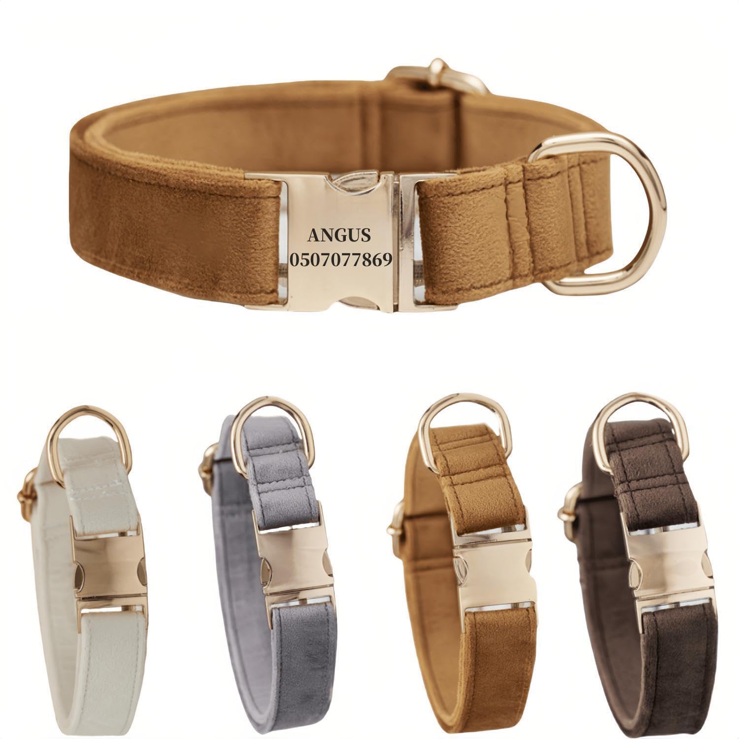 犬の首輪 迷子札付き 犬首輪 お洒落 名前入れ 彫刻 可能 犬用トレーニング首輪 小型犬・中型犬・大型犬用 首輪 サイズ調節可能 ペット用品 リード付き 犬の首輪 フワフワ素材 超軽量 通気クッション かわいい
