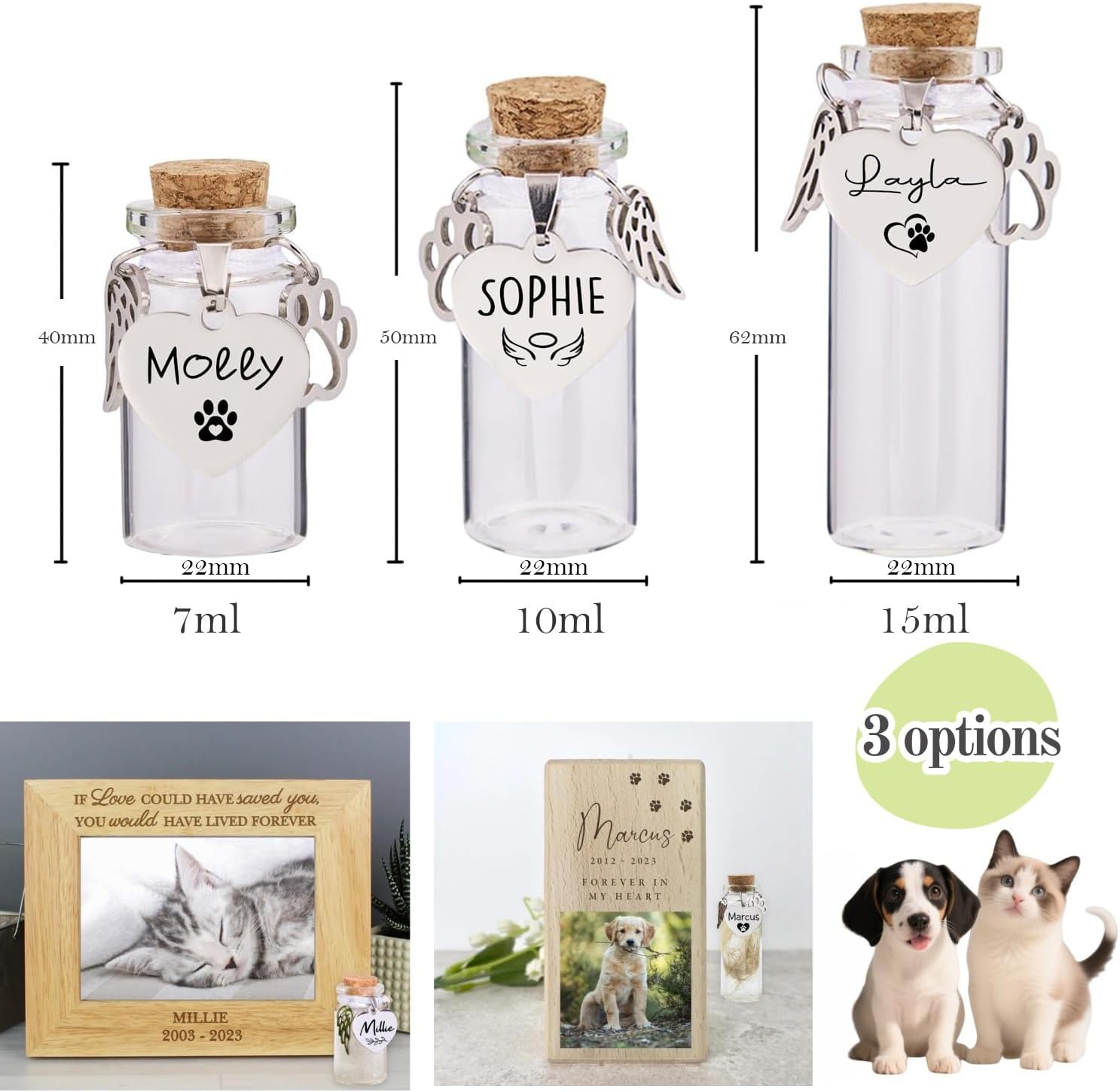 ガラス製 ミニ骨壷 携帯用 遺骨・毛髪保存 オーダーメイド刻印可能 愛犬・愛猫の思い出ボックス 手元供養 ペットロス メモリアルグッズ プレゼント