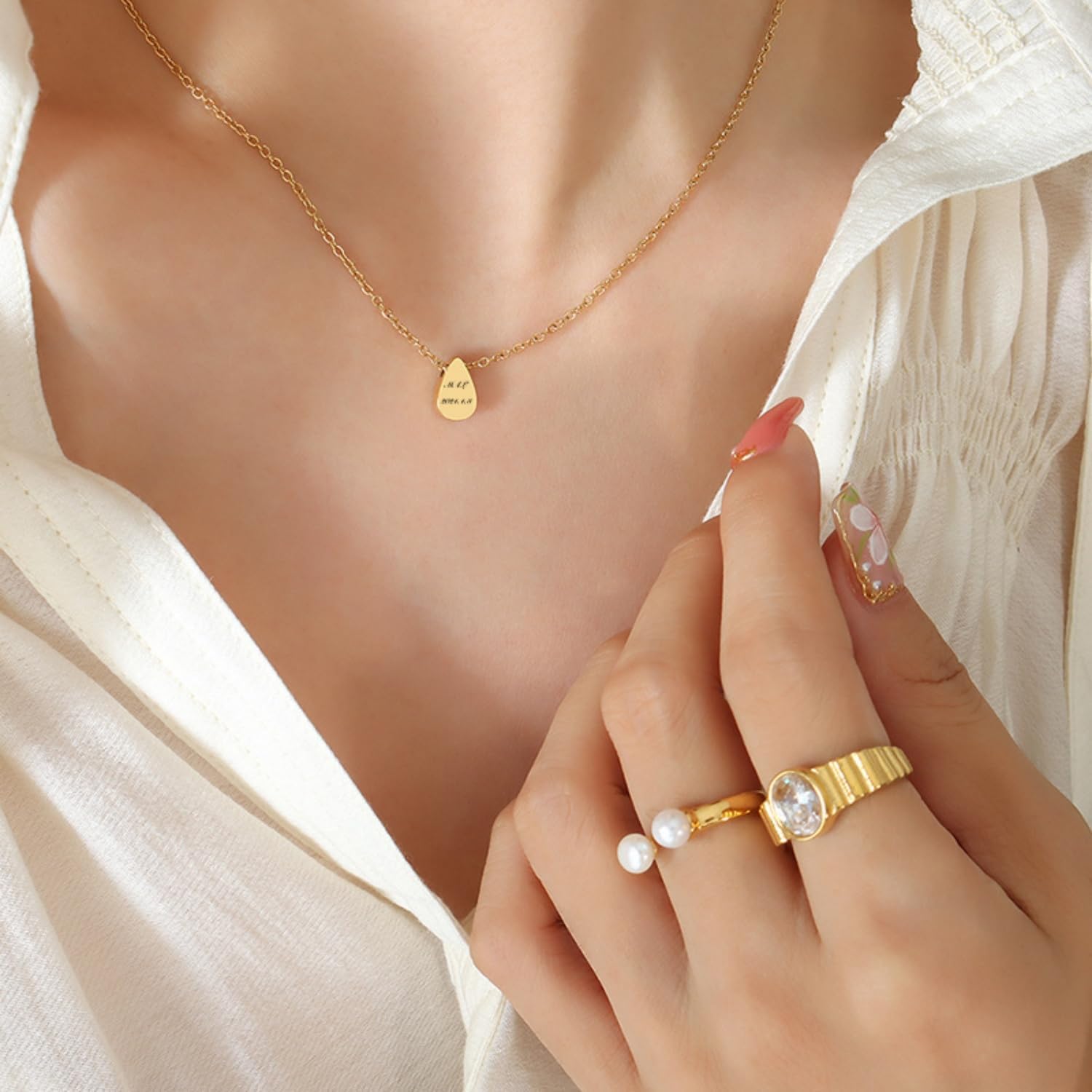 [snuggle snout] Engraved Ashes Pendant, Stainless Steel, Waterproof, Pet Loss, Ashes Capsule, Memorial, Ashes Accessories, Pet Ashes Container, Ashes Container Necklace, Memorial Jewelry (Rose Gold, Chain Size 50+5cm)