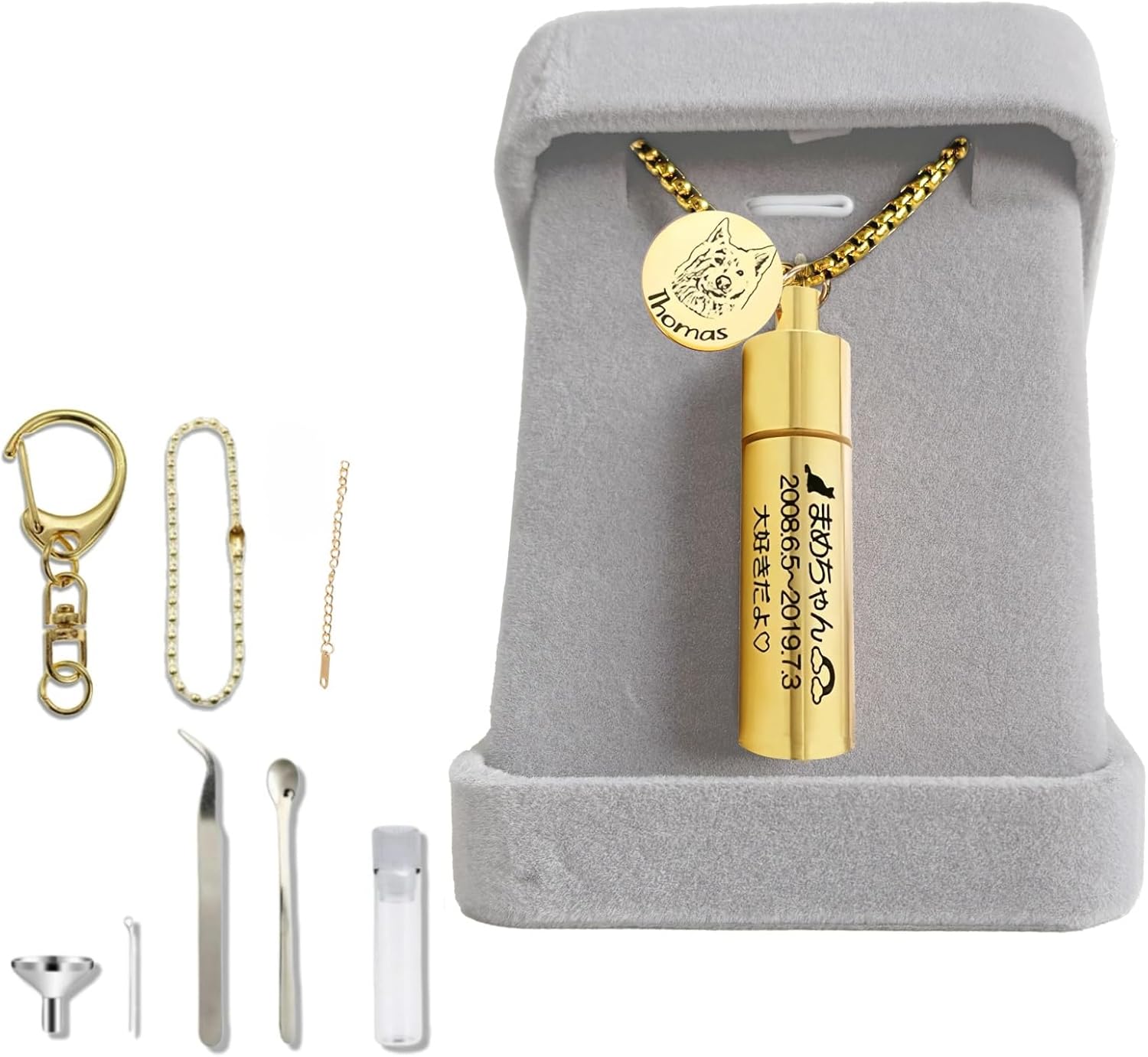 Ashes pendant, double waterproof, engraved, capsule, engraved, ash collection kit included, memorial necklace, locket pendant, keychain, accessory, memorial pendant, photo holder, ash container, hair container