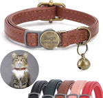 猫の首輪 革 迷子札付き 首輪 名前入れ可能 トレーニング首輪 彫刻 中型猫・大型猫用 猫 首輪 サイズ調節可能 ペット用品 ハネス 柔らかい革 軽量 通気クッション おしゃれでかわいい レザー彫刻