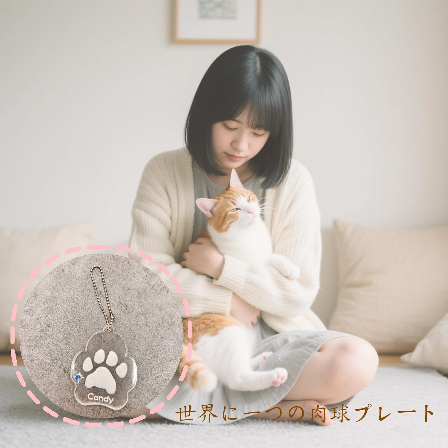 爪形キーホルダー ペット メモリアル 肉球プリント 名前刻印 誕生石付き 記念品 手元供養 アクリルプレート 犬 猫 の思い出 供養 ずっと一緒 プレゼント ギフト ラッピング無料 いぬ かわいい おしゃれ