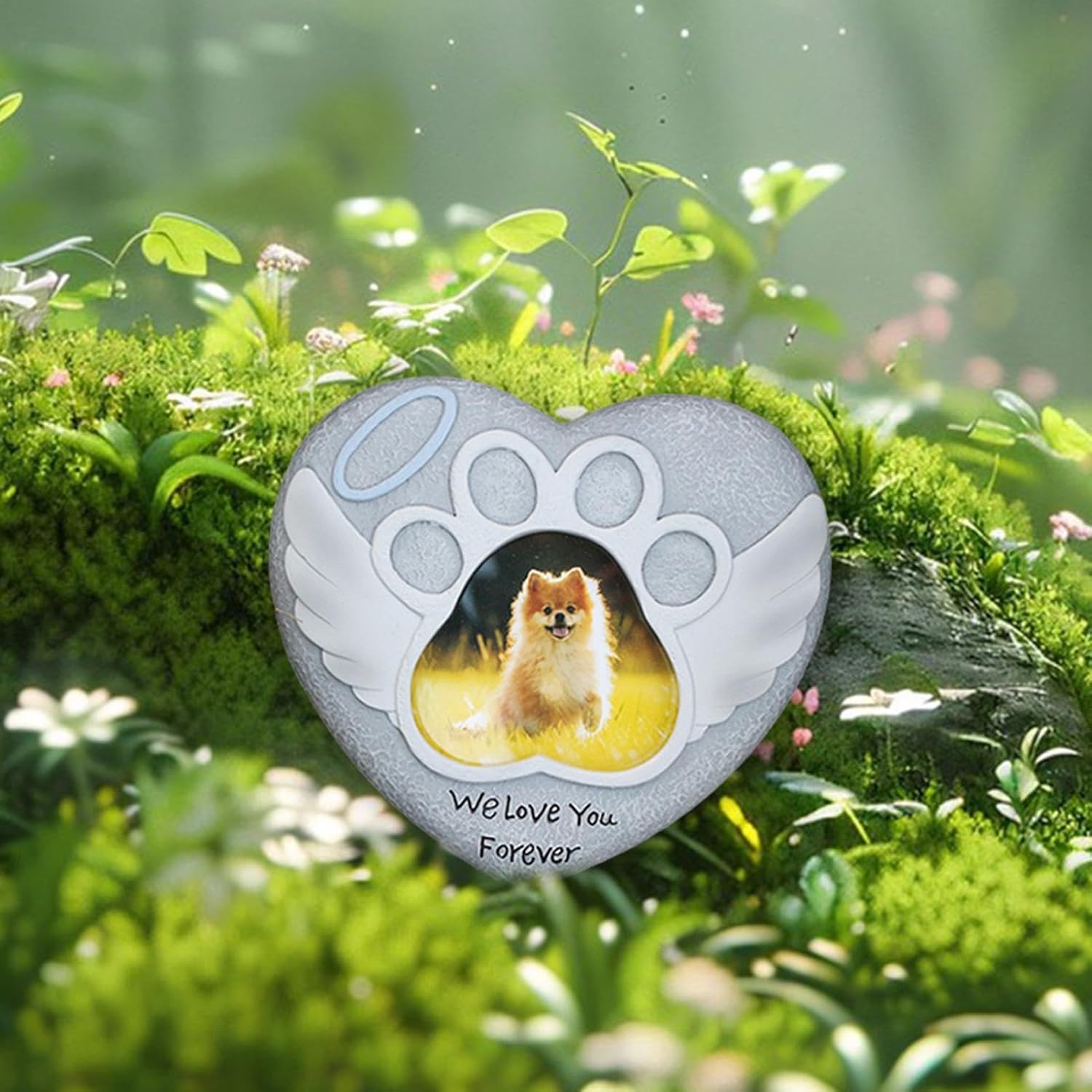 Nlrlo 犬の墓地の装飾、墓のための犬墓地の装飾,犬への心の同情を愛する - 墓のためのペットのフォトフレームの墓石と死別する天国のマーカー