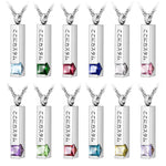 [Dletay] メモリアルペンダント 直方体 誕生石 ラインストーン 手元供養ペンダント 遺骨入れネックレス 取り外し可能 メンズ レディース 記念ジュエリー