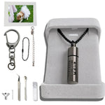 遺骨 ペンダント カプセル 刻印 【ガラス管入り 二重防水】 収骨キット付属 ネクレス キーホルダー アクセサリー メモリアルペンダント 写真が入る 遺骨入れ 遺髪入れ