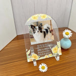 花柄 フォトプレート オーダーメイド ペットメモリアル アクリルスタンド 愛犬 愛猫 ボタニカル USB光る木製スタンド付き 写真立て 名前入れ 遺影 仏具 位牌 お悔み 贈り物 メッセージ入れ UV印刷 犬 猫 供養 記念 ギフト