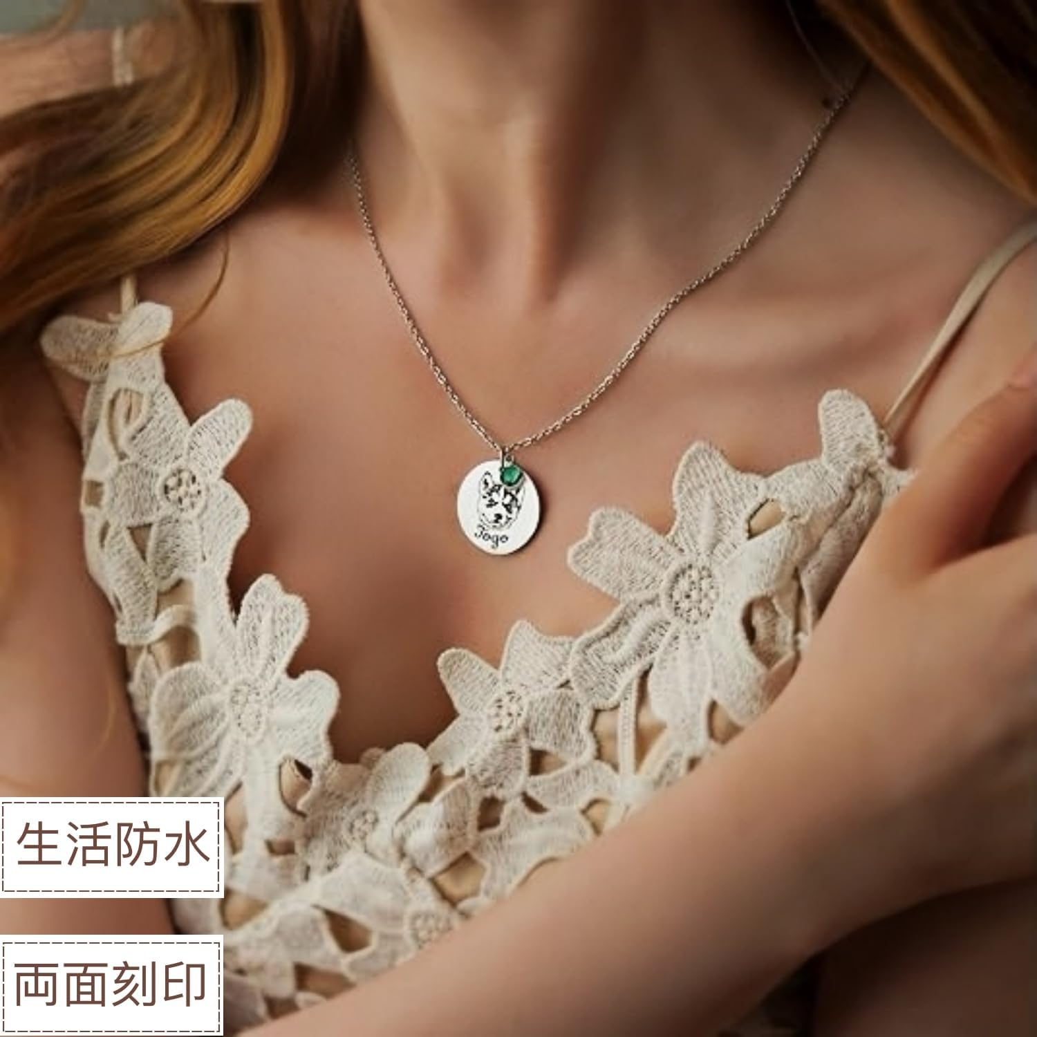 [snuggle snout] オーダーメイド ペットメモリアルネックレス 誕生石入り 名入れペット肖像ネックレス 誕生石付き – オーダーメイド写真彫刻ジュエリー 犬 猫 思い出メモリアルペンダント ペットロス 追悼ギフト レディース メンズ