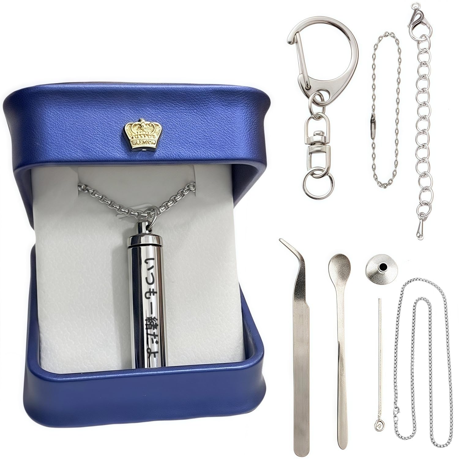 遺骨 ペンダント カプセル 刻印 【ガラス管入り 二重防水】 収骨キット付属 ネクレス キーホルダー アクセサリー メモリアルペンダント 写真が入る 遺骨入れ 遺髪入れ