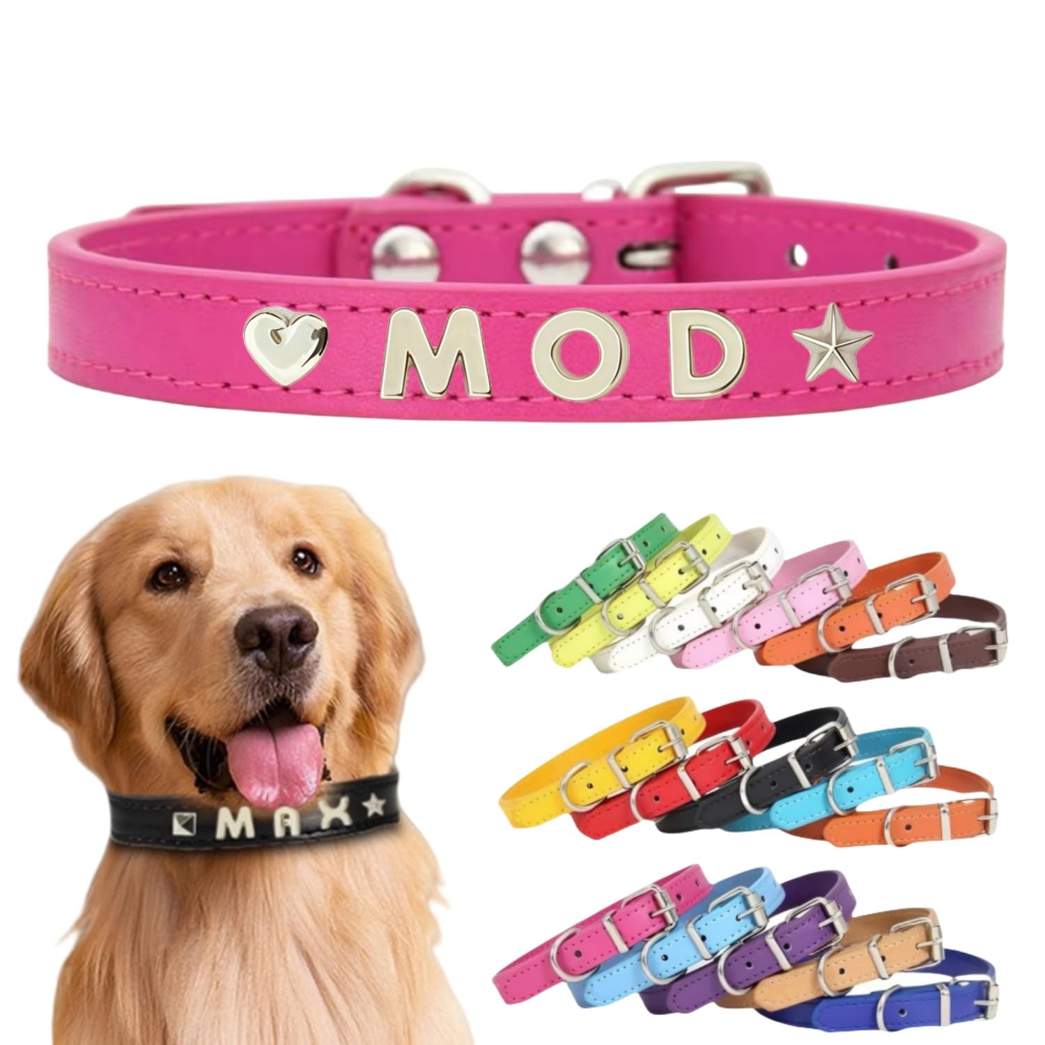犬首輪 迷子札 名入れ刻印無料 犬用訓練首輪 小型・中型・大型犬対応 サイズ調節可能 革 レザー彫刻 超軽量 通気パッド おしゃれ かわいい ペット用品 ハーネス