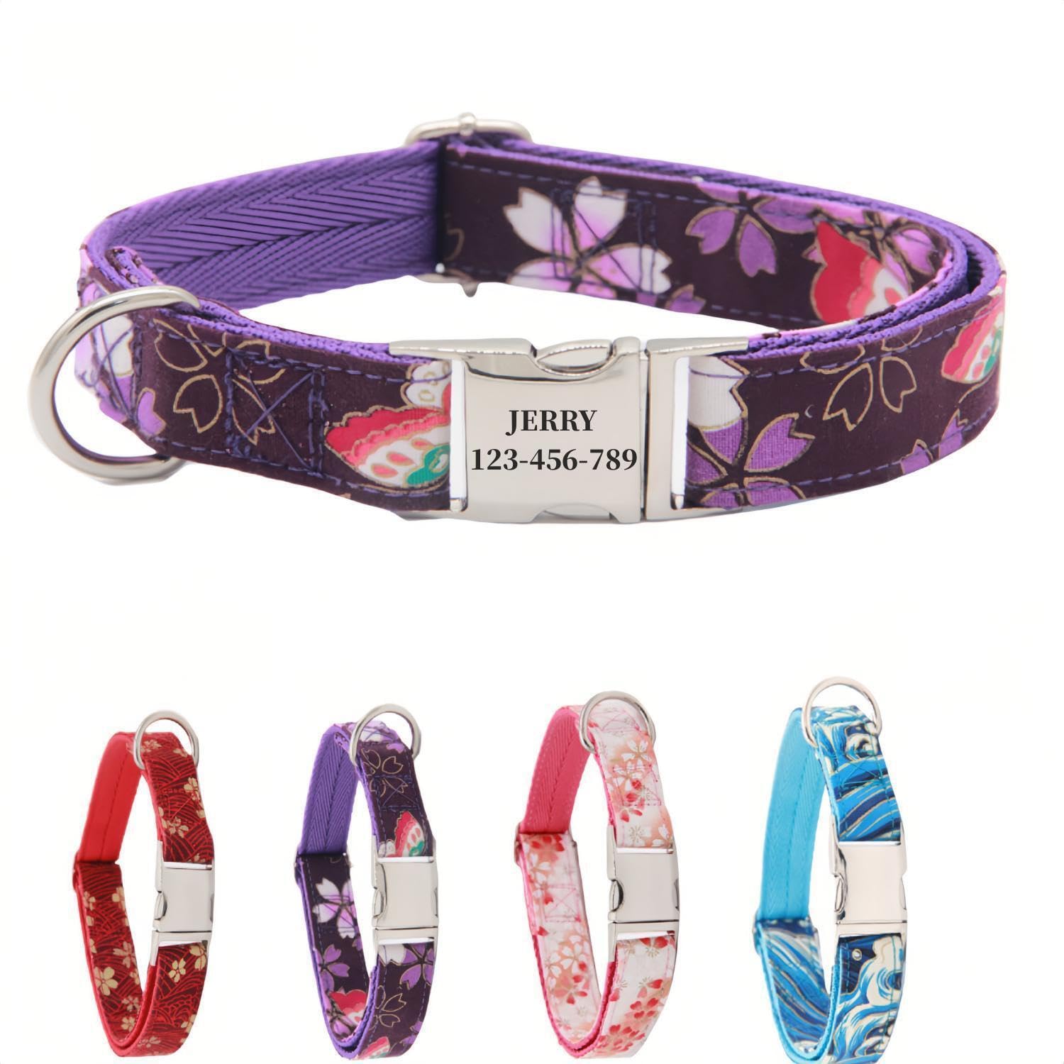 犬の首輪 迷子札付き 犬首輪 お洒落 名前入れ 彫刻 可能 犬用トレーニング首輪 小型犬・中型犬・大型犬用 首輪 サイズ調節可能 ペット用品 リード付き 犬の首輪 フワフワ素材 超軽量 通気クッション かわいい