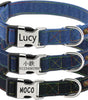 犬首輪 デニム 名前 刻印 犬 猫 首輪 迷子札 小型、中型、大型犬用首輪 サイズ調節可能 柔い ペット用品 ハーネス 犬の首輪 柔い 超軽量 通気パッド おしゃれ かわいい 名入れ 可愛い カスタマイズ