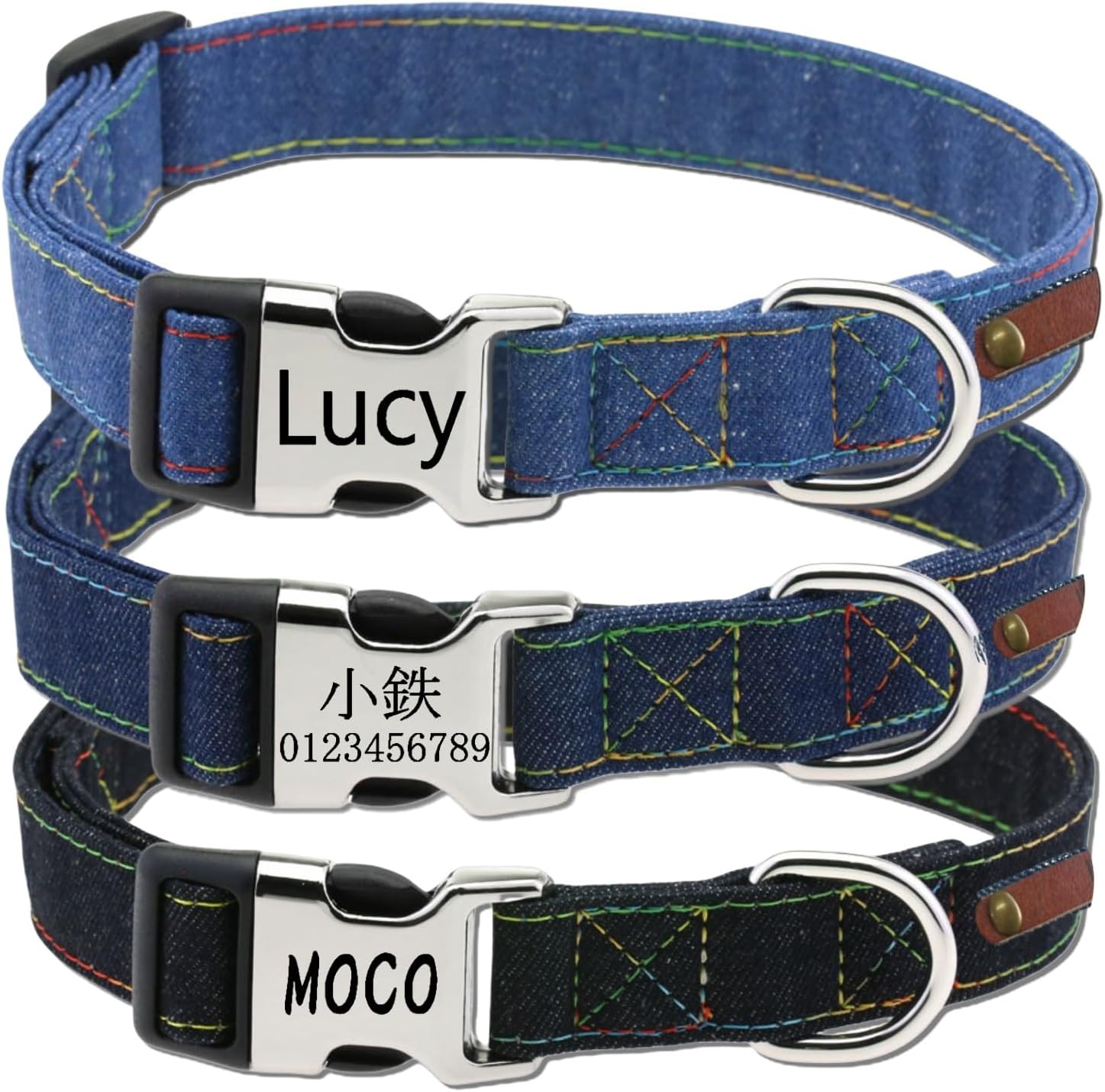 Denim dog collar with name engraving, dog, cat collar, dog tag, collar for small, medium and large dogs, adjustable size, soft, pet supplies, harness, dog collar, soft, ultra-lightweight, breathable pad, stylish, cute, personalized, cute, customizable